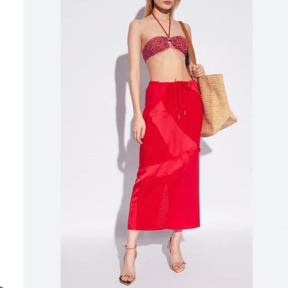 NWT Cult Gaia Skirt Via Midi in Lollipop Red